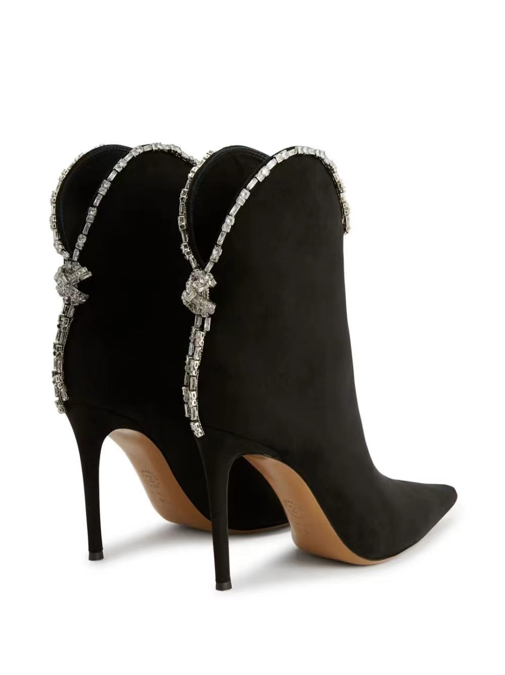 Rhinestone Pointy Toe Stiletto Ankle Boots