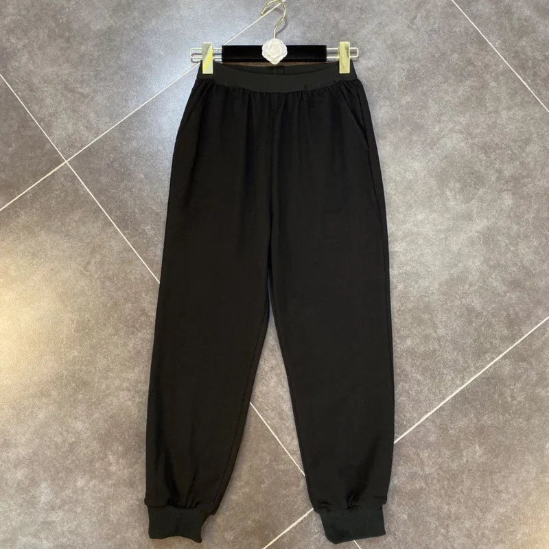 Pre Order:  Black Crop Top High Waist Pants Set