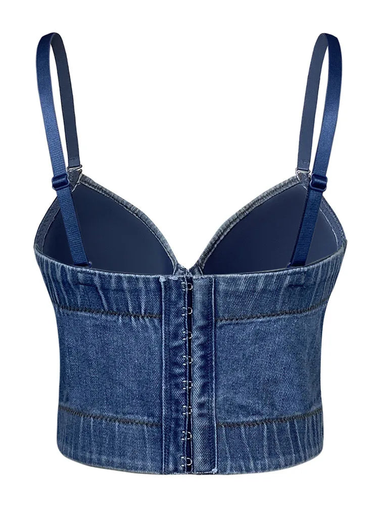 Tassel Sling Chain Denim Tank Top