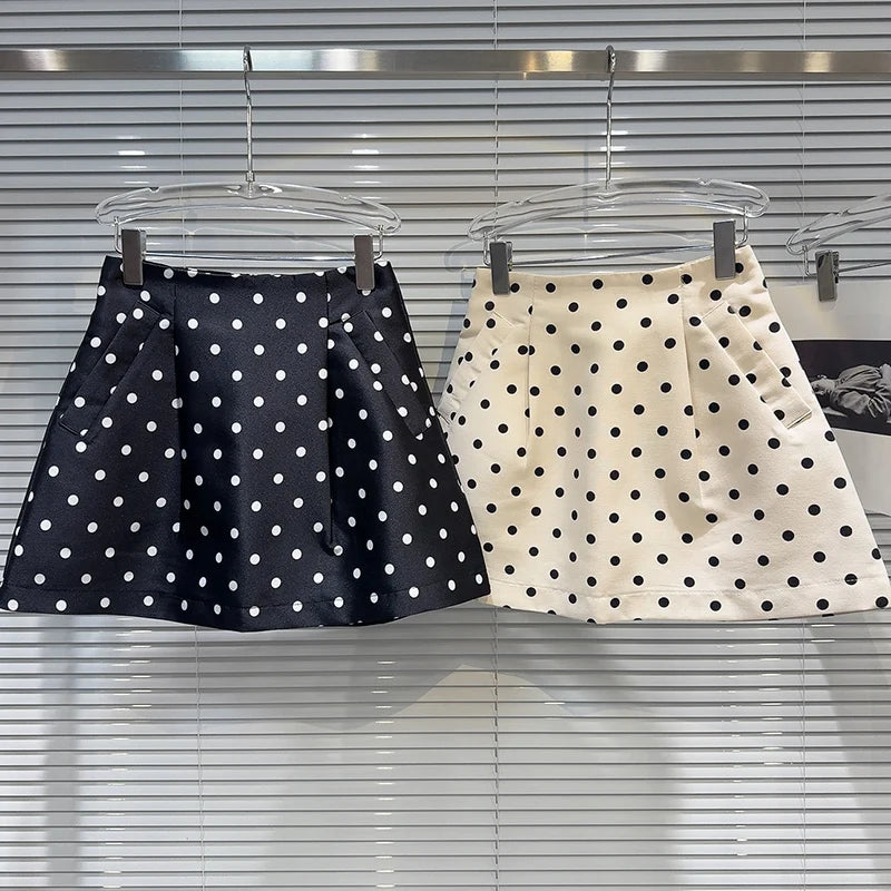 Polka Dot A-Line Hip Wrap Skirt