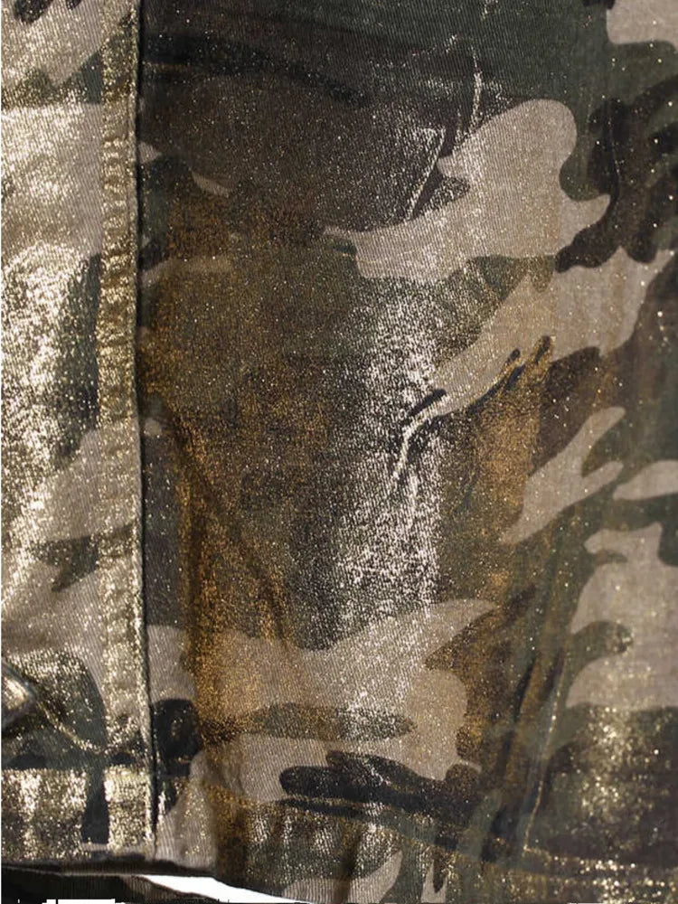 Pre Order:  Bronzing Camouflage Multi Pockets Cotton Straight Pants