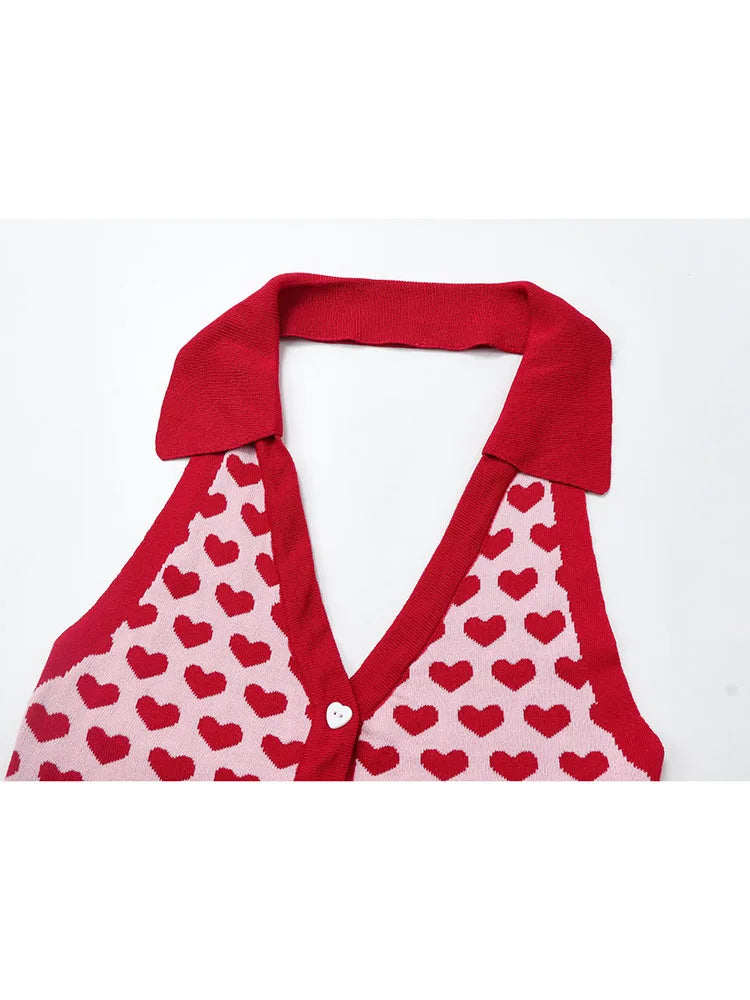 Pre Order:  Love Print Knitted Halter Vest