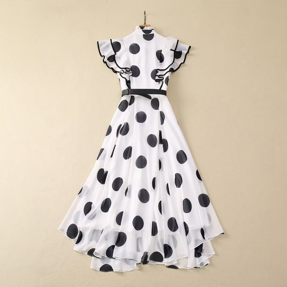 Pre Order:  Ruffled Edge Waistband Fairy Polka Dot Dress