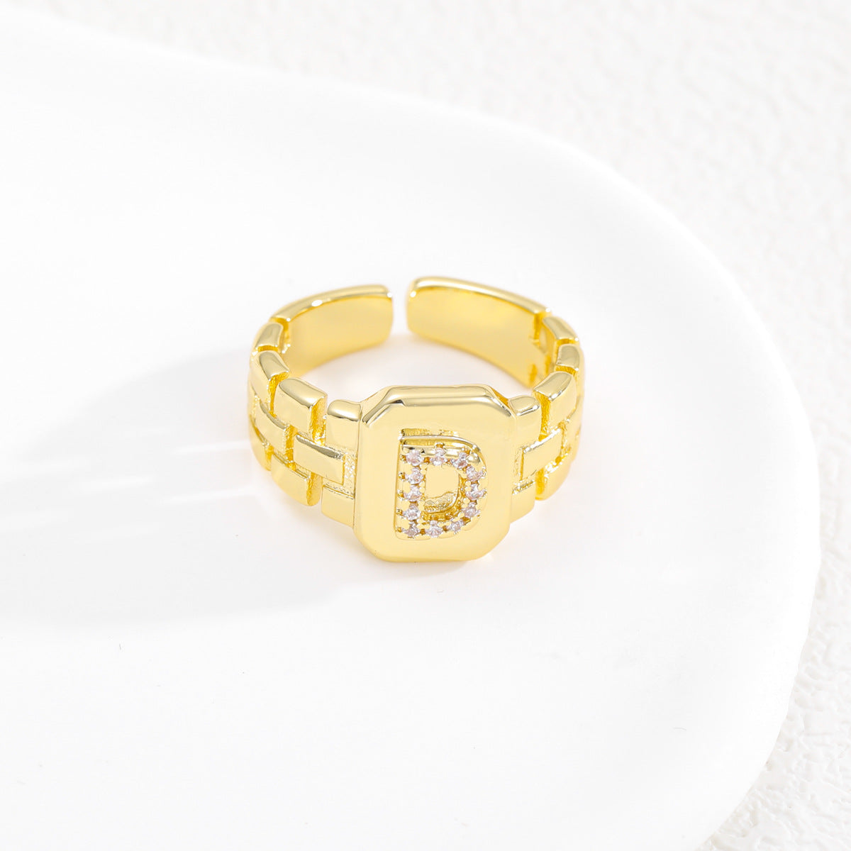 Pre Order:  Letter Series Strap Design Open Ring