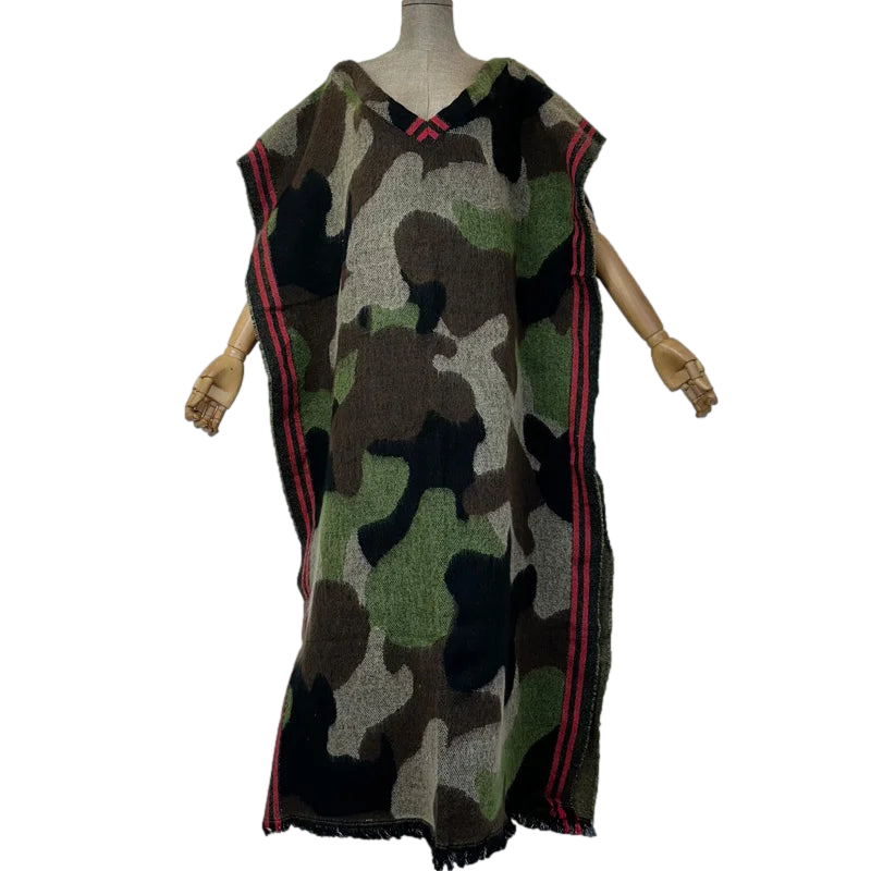 Stylish Army Green Camouflage Long Kaftan - WINI