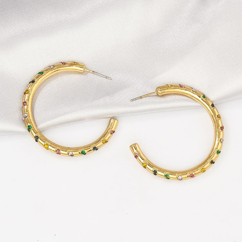 Pre Order:  C-Hoop Color Stripes Earrings