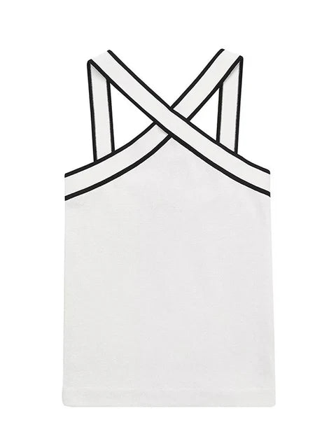 Contrast Lined Sleeveless Knitted  Top - Pre Order: Ships Feb 29