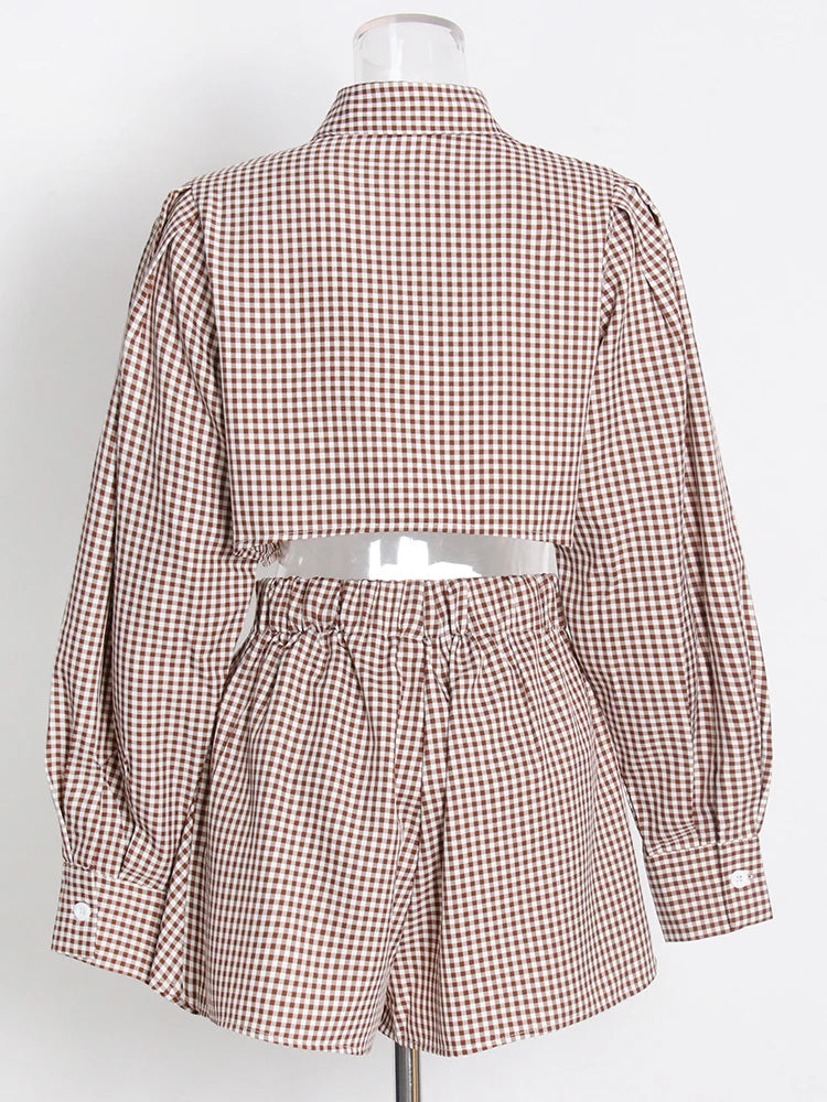 Pre Order:  Brown Plaid Checkered Loose Set