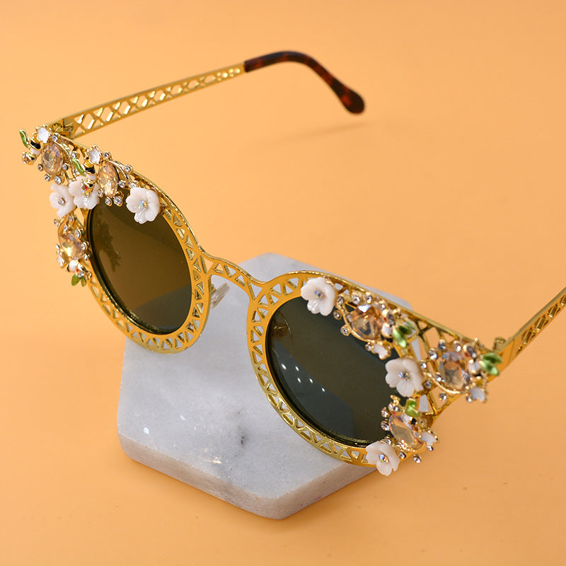 Pre Order:  Flower Vintage Hollow Frame Sunglasses