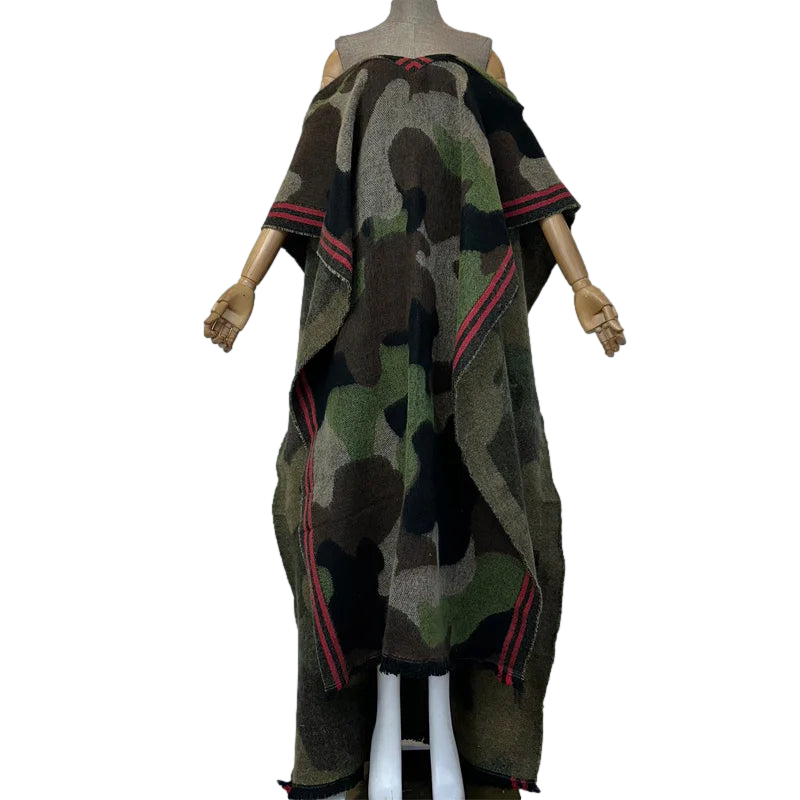 Pre Order:  Stylish Army Green Camouflage Long Kaftan - WINI