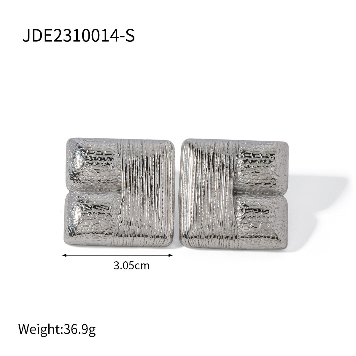 Pre Order:  Textured Plated Square Stud Earrings