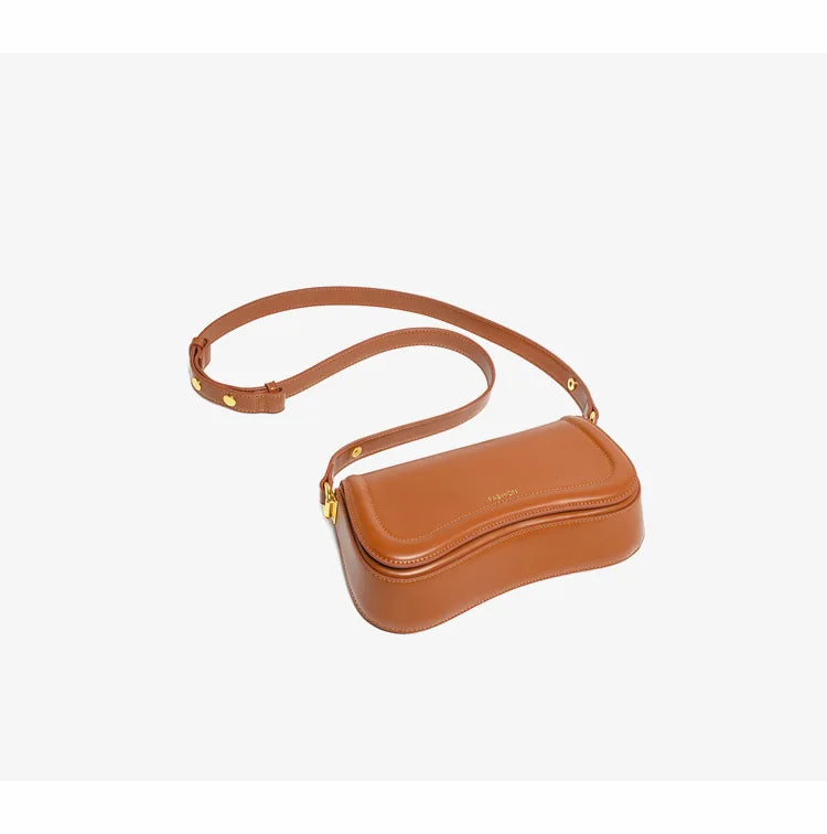 Magnetic Snap Flap Leather Bag