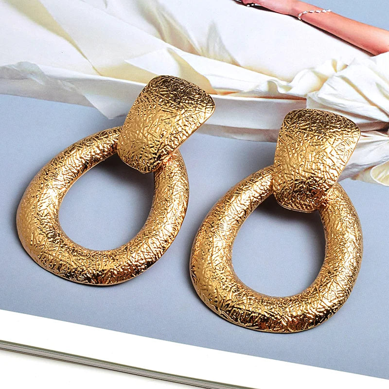 Pre Order:  Textured Dangling Hoops Earrings