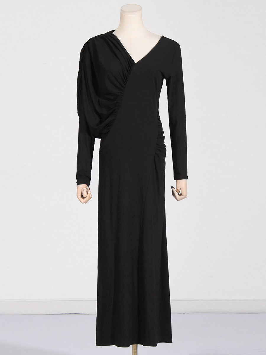 Pre Order:  Asymmetric V-Neck Slim Fit Maxi Dress