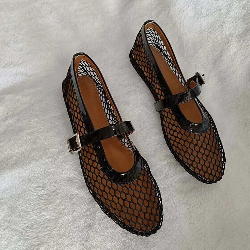 Pre Order:  Mesh Round Toe Flat Shoes