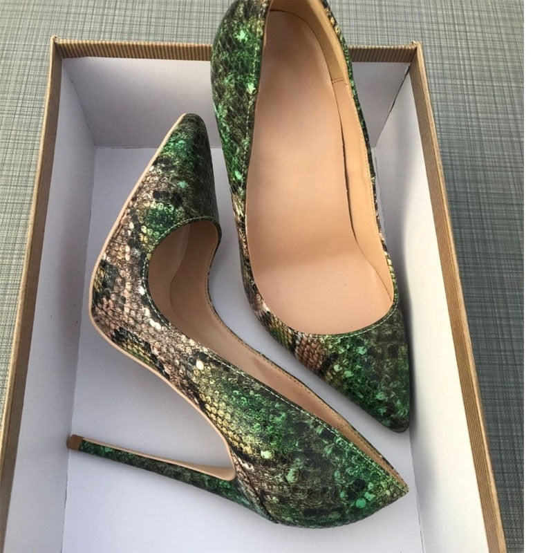 Pre Order:  Green Snake Pattern Stiletto Pumps