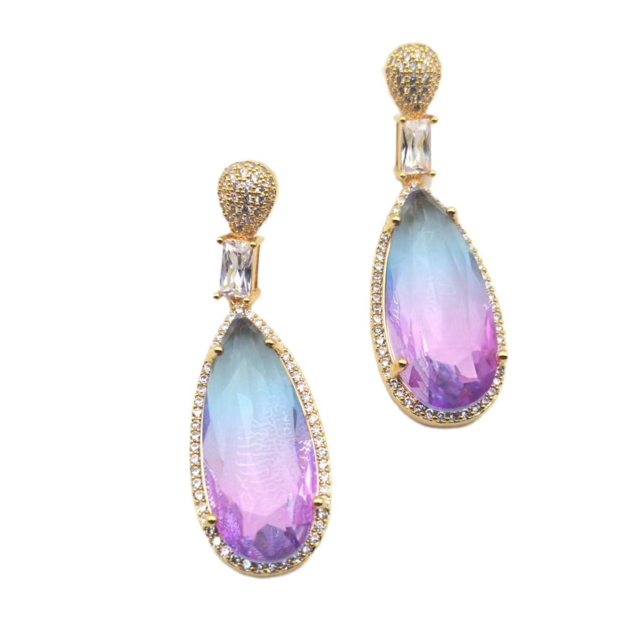 Pre Order:  Gradient Purple Zircon Water Drop Earrings