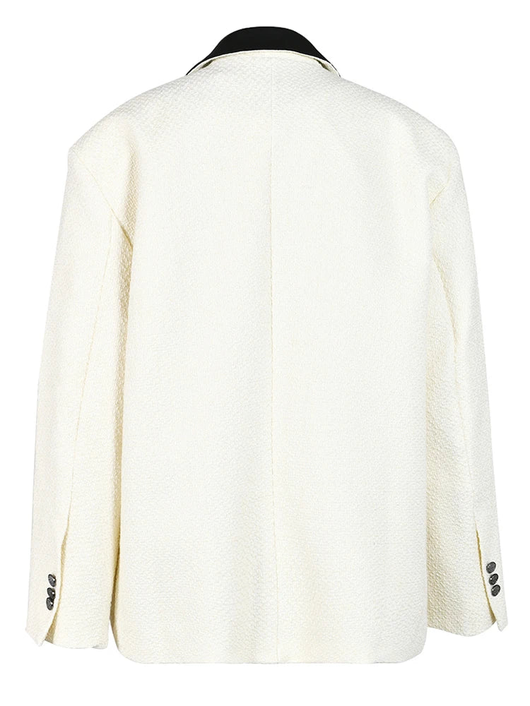 Pre Order:  White Single-Breasted V-Neck Long Sleeve Coat