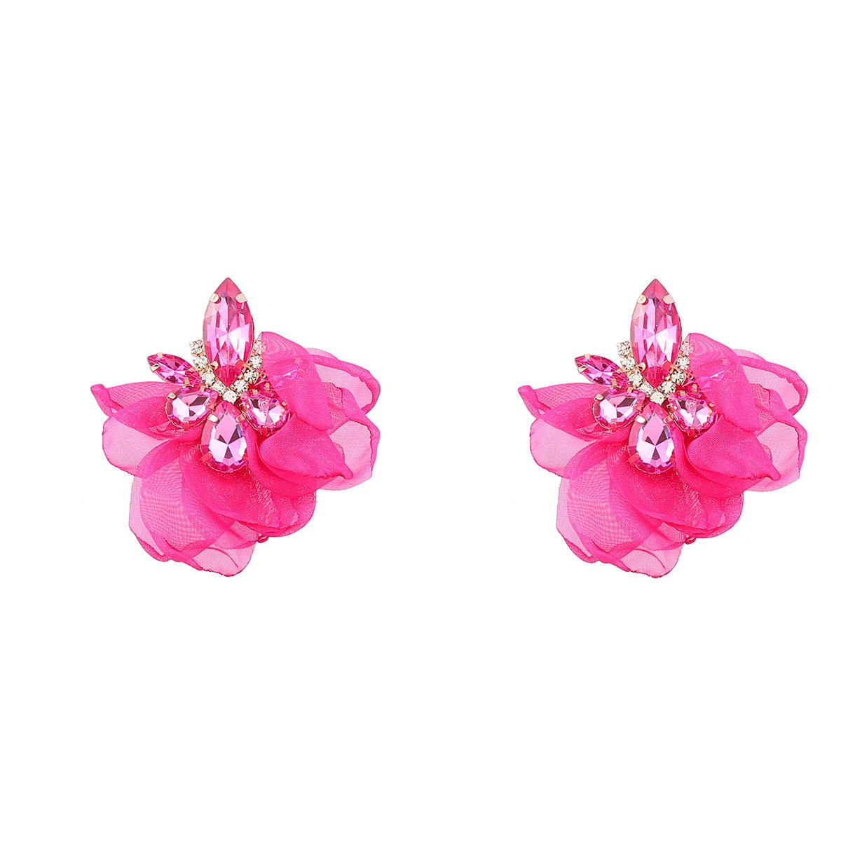 Pre Order:  Elegant Vintage Alloy Diamond Flower Earrings