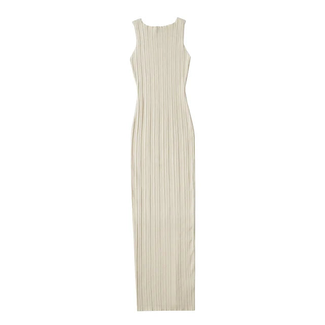 Pre Order:  Elegant Solid Sleeveless Knitted Slim Maxi Dress