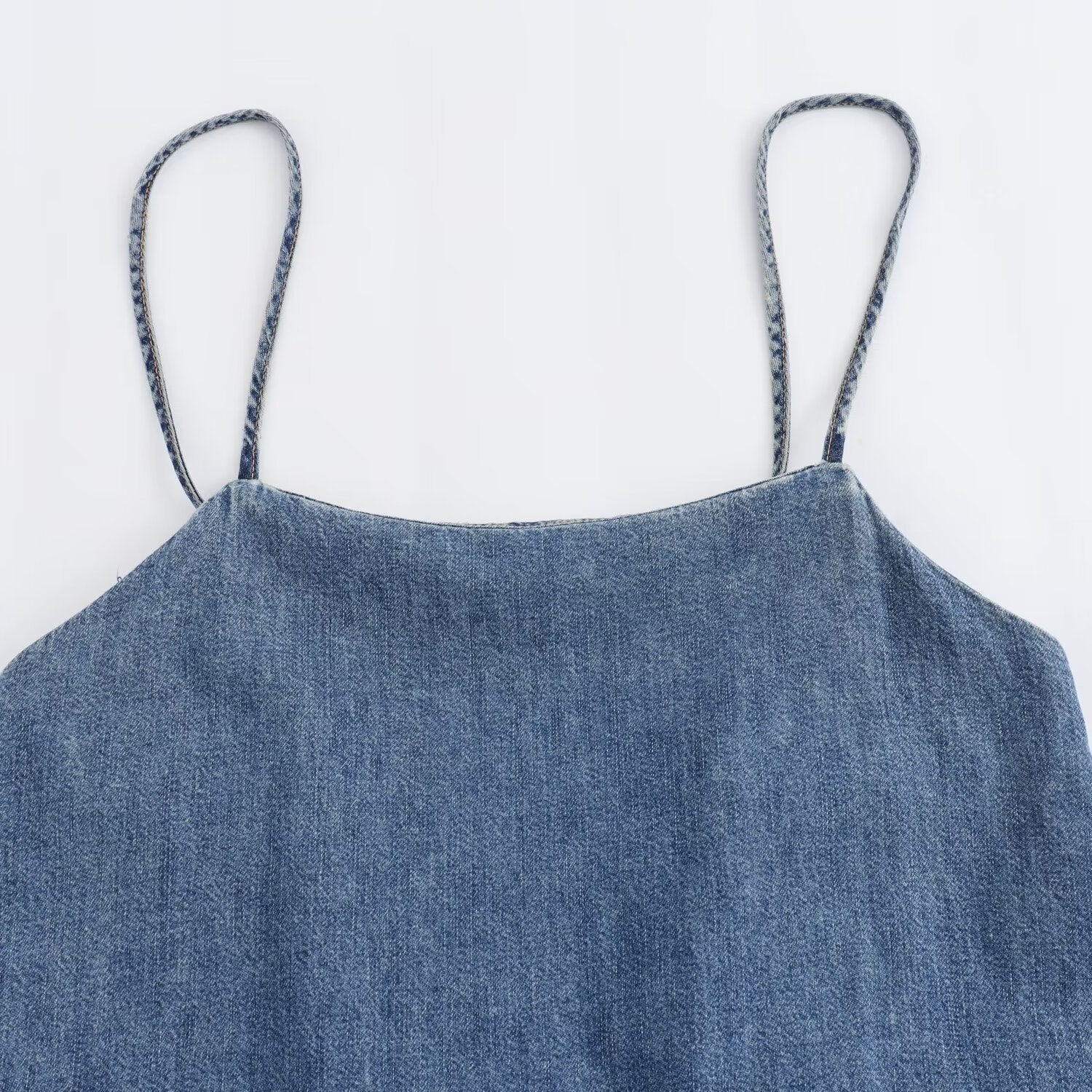 Retro Backless Loose Fitting Camisole Denim Dress