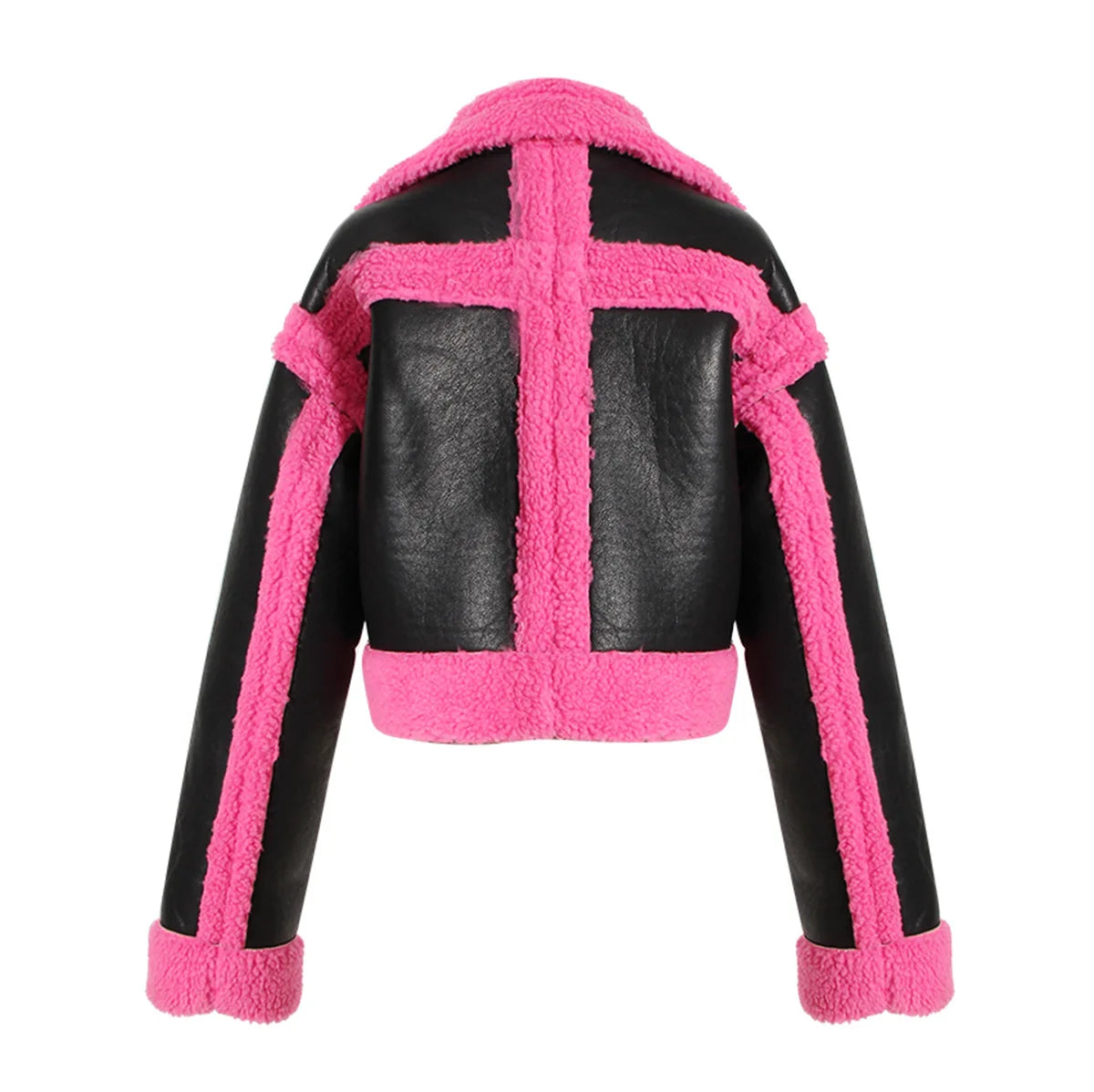 Pre Order:  Spliced Faux Fur Cropped Jacket