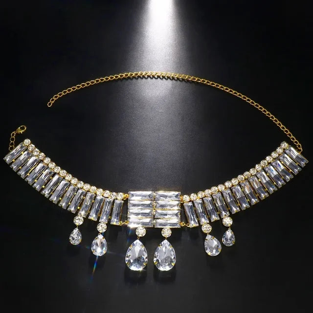 Pre Order:  Exaggerate Large Crystal Water Drop Choker Necklace