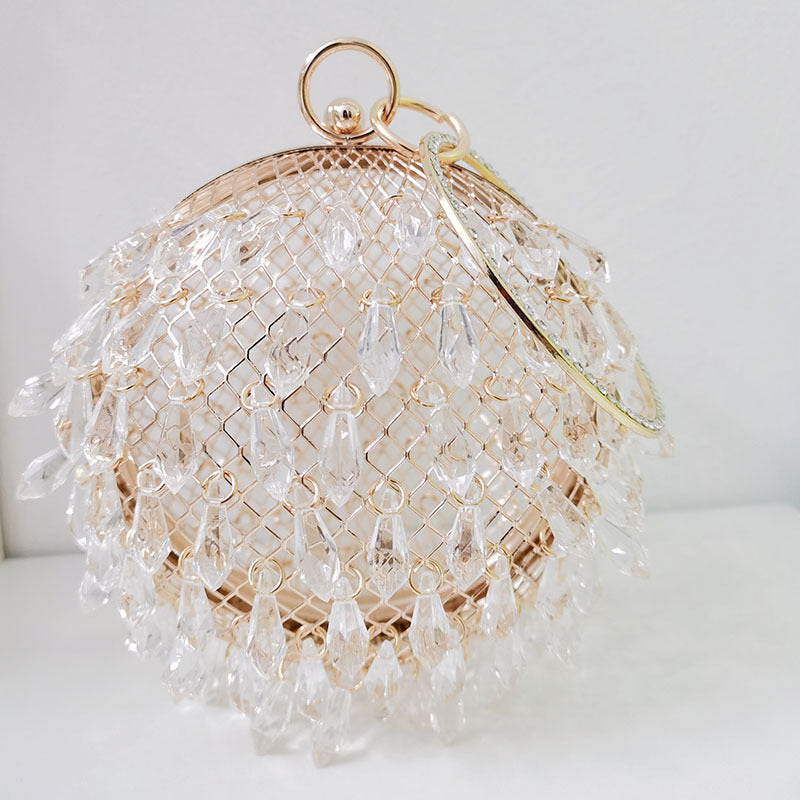 Waterdrop Acrylic Circular Metal Birdcage Hand-Held Bag