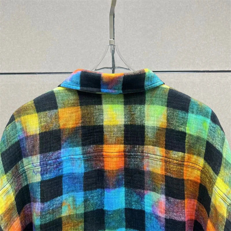 Rainbow Plaid Cotton Shirt