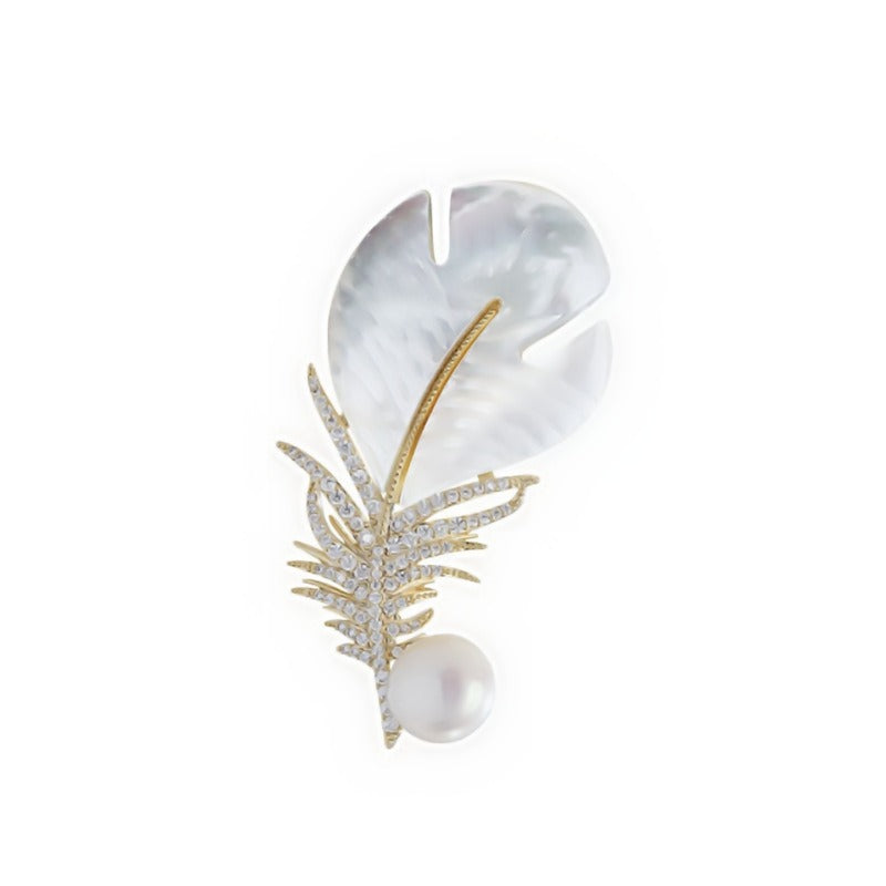 Elegant Feather Shaped Brooch