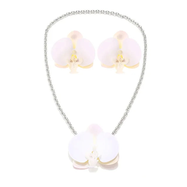 Pre Order: Flower Pendant Necklace + Earrings Set