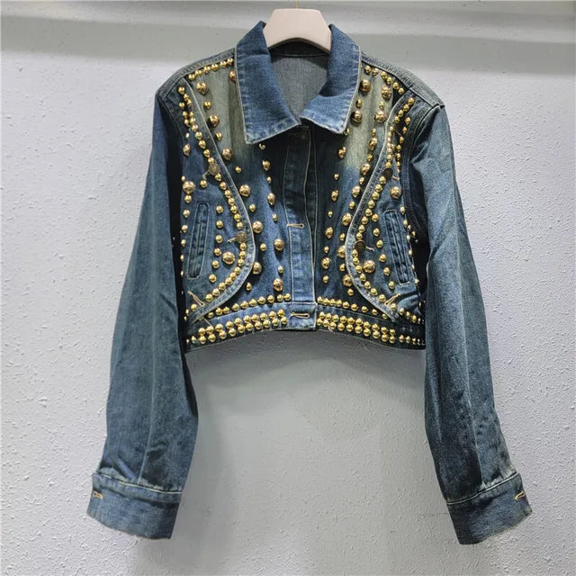 Pre Order:  Long Sleeve Rivet Denim Jacket