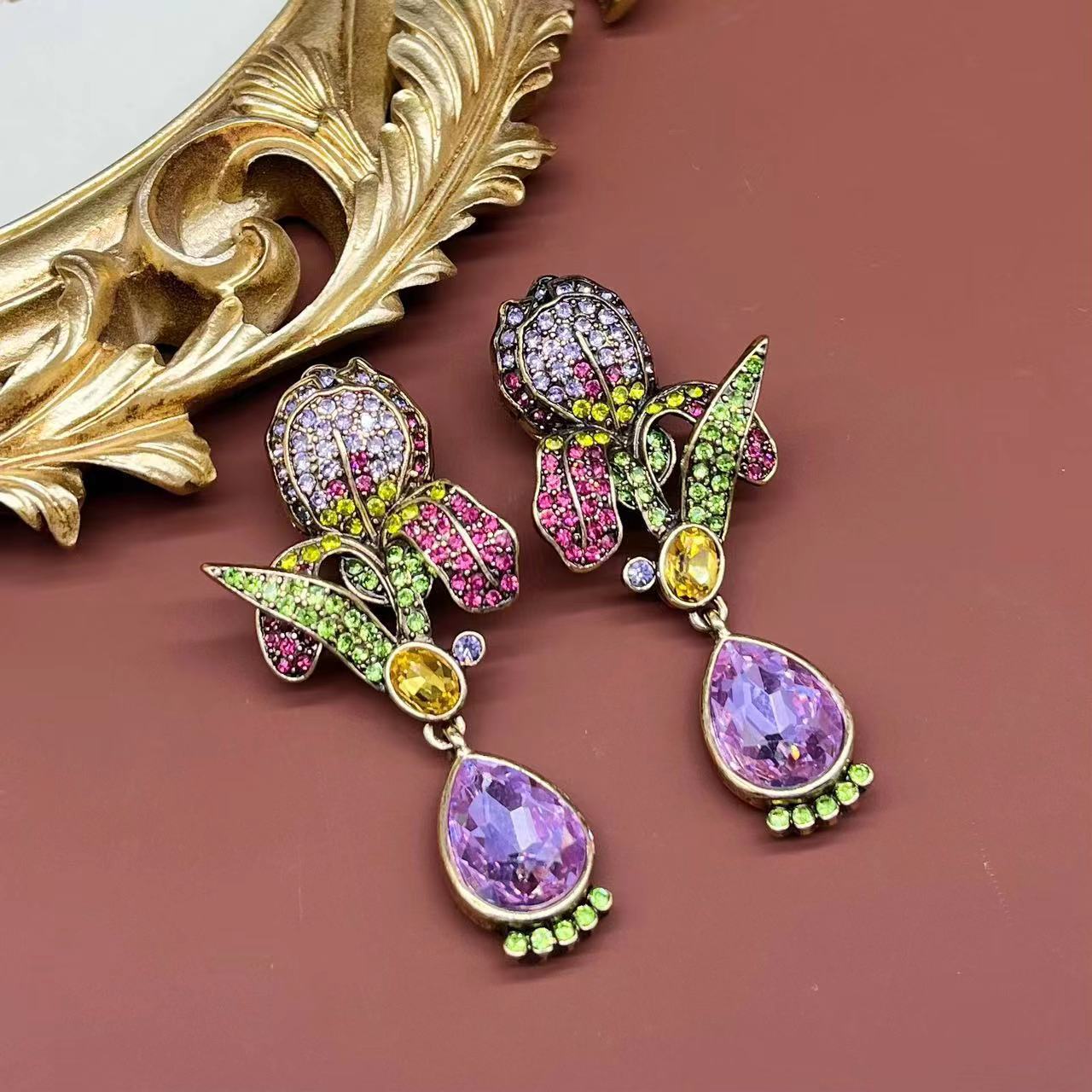 Pre Order:  Purple Glass Pearl Luan Flower Necklace + Earrings