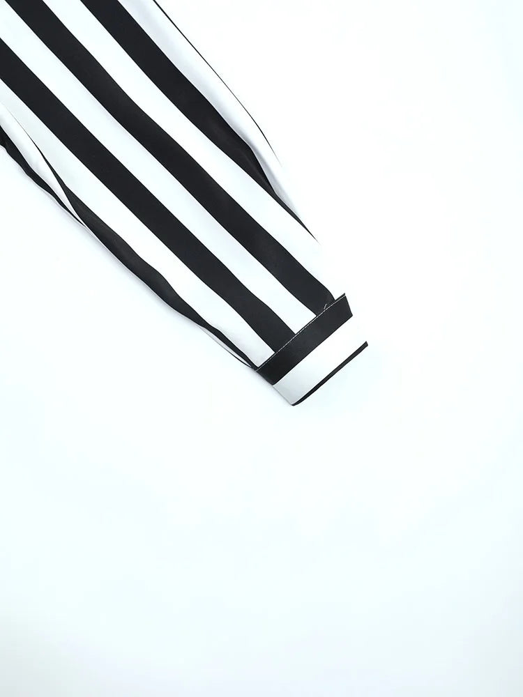 Long Sleeves Stripes Cropped Shirt