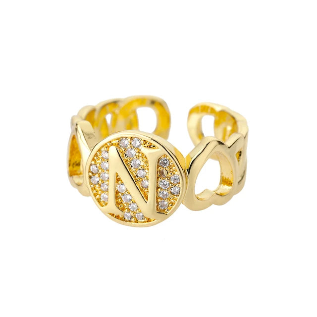 Pre Order:  Alphabet Gold Plated Resizable Ring