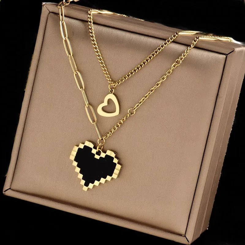 Pre Order:  Dot Matrix Heart Pendant Necklace