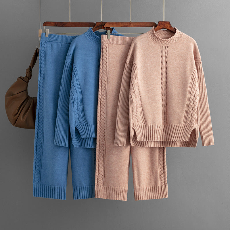 Pre Order:  Casual Solid Loose Knit Sweater + Pants Set