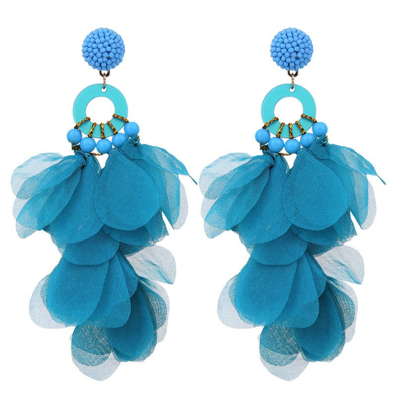 Pre Order:  Soft Petals Beaded Dangling Earrings