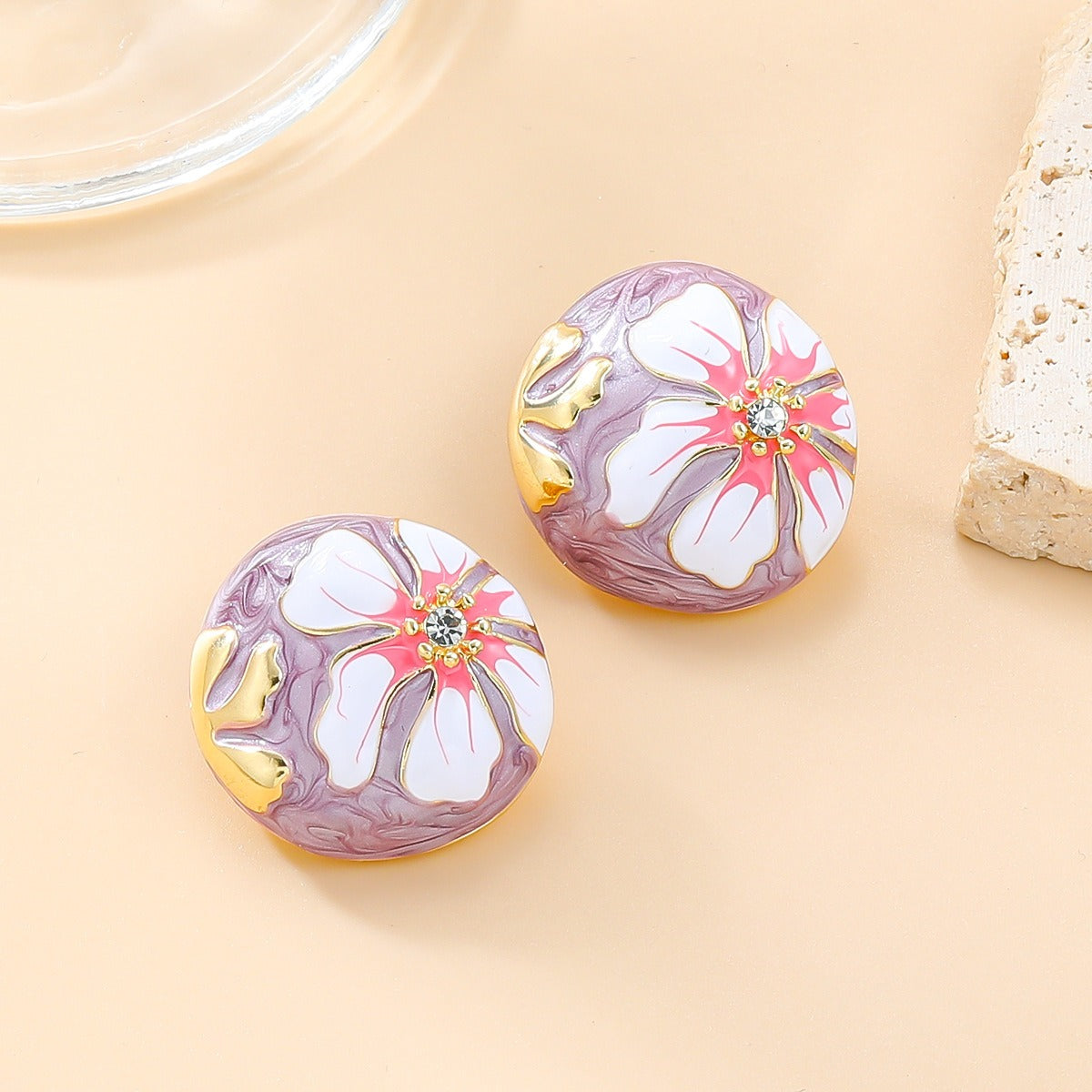 Pre Order:  Bohemian Flower Dripping Oil Enamel Earrings