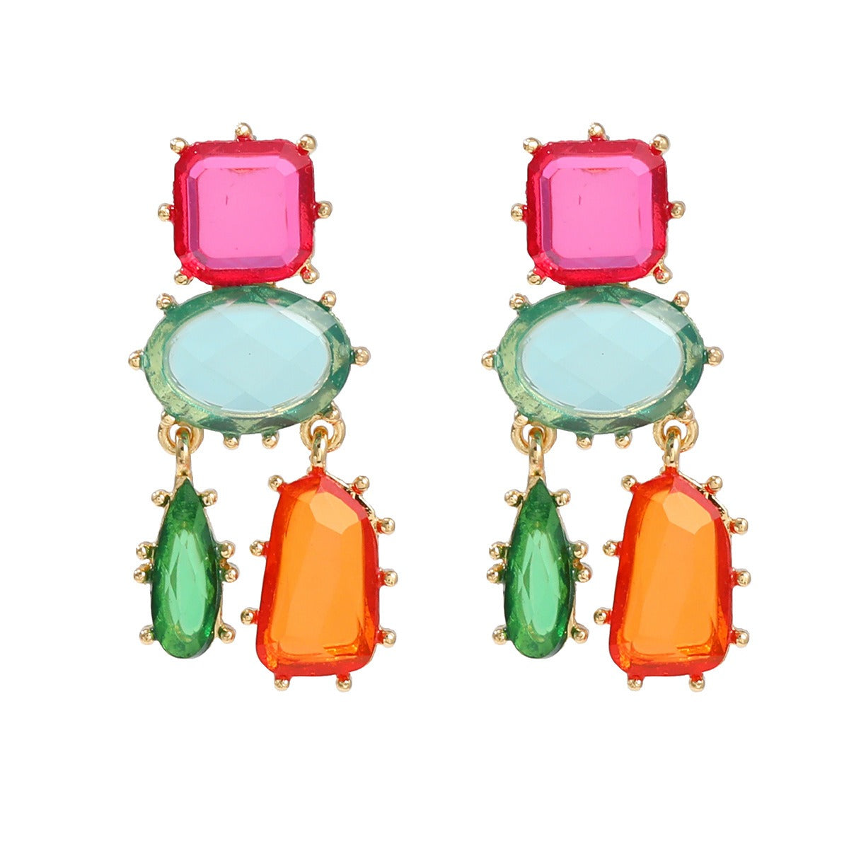 Pre Order:  Colorful Exaggerated Multi-Layered Geometric Earrings