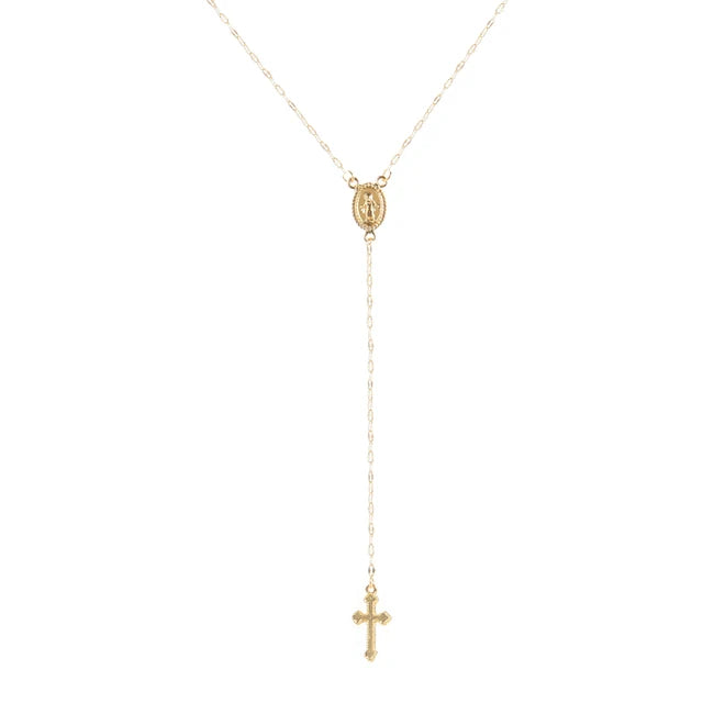 Pre Order:  Cross Pendant Chain Rosary Necklace