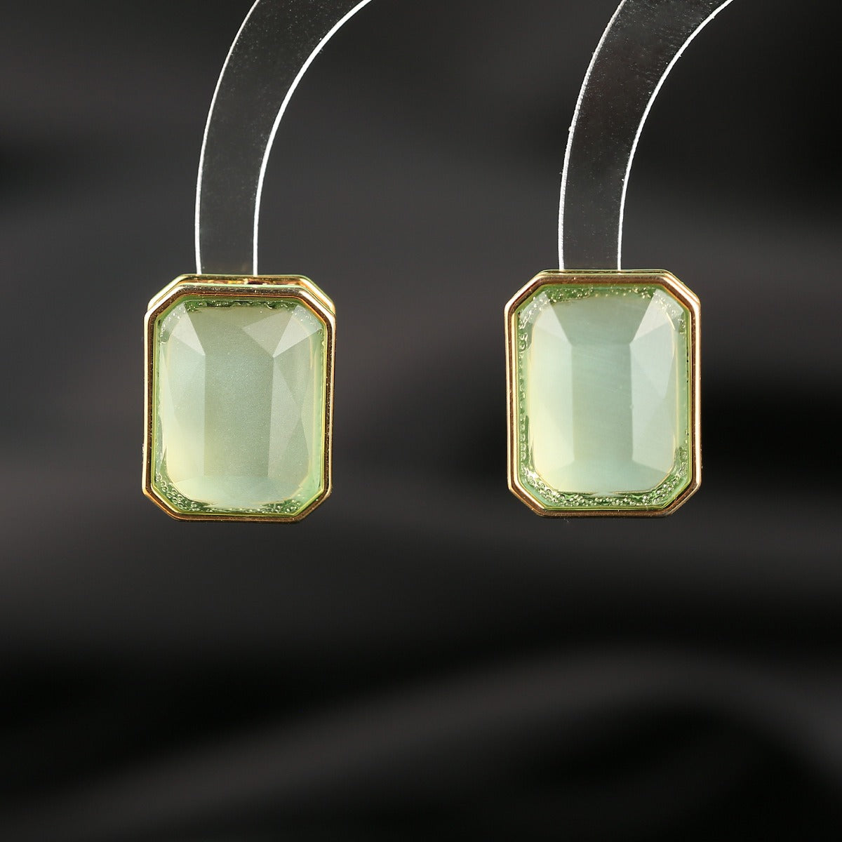 Pre Order:  Gemstone Inlaid Zircon Geometric Earrings