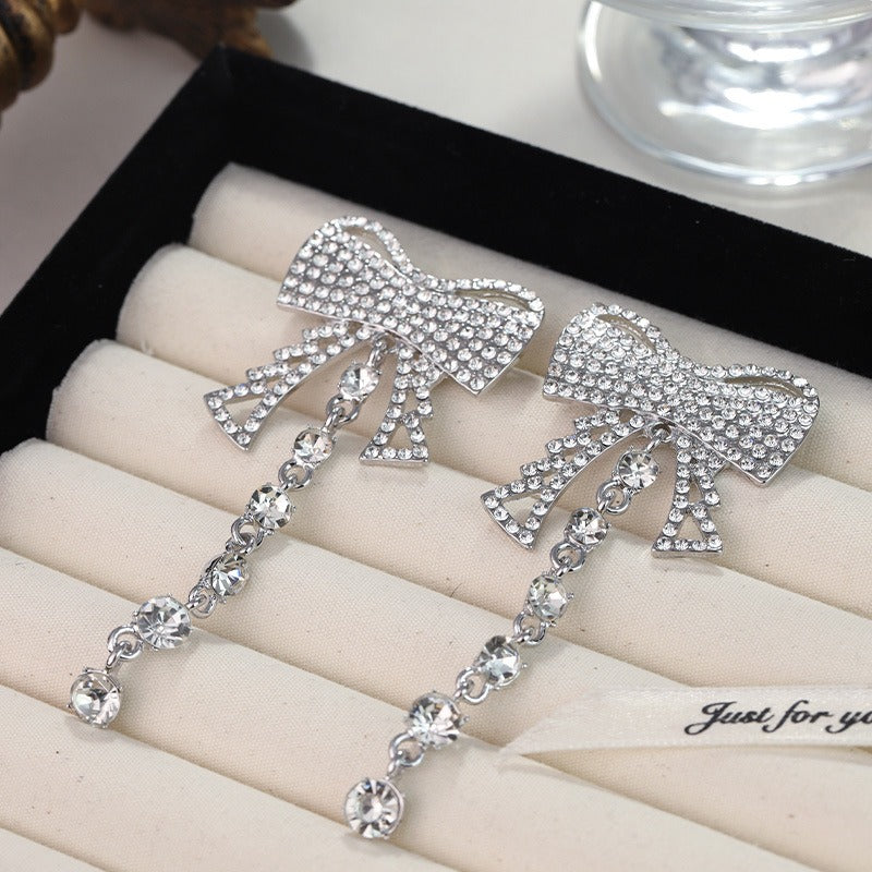 Pre Order:  Bow Tassel Diamond Earrings