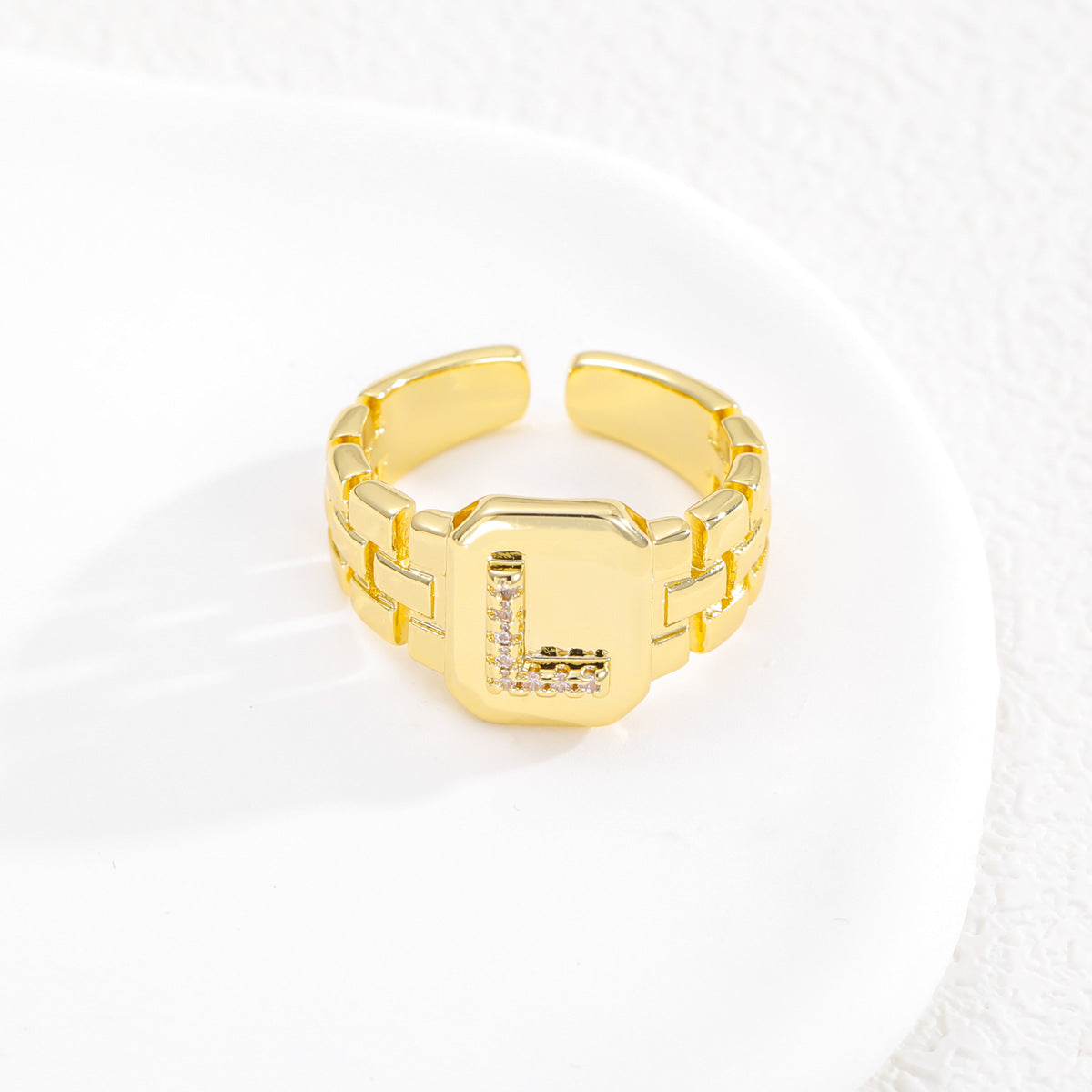 Pre Order:  Letter Series Strap Design Open Ring