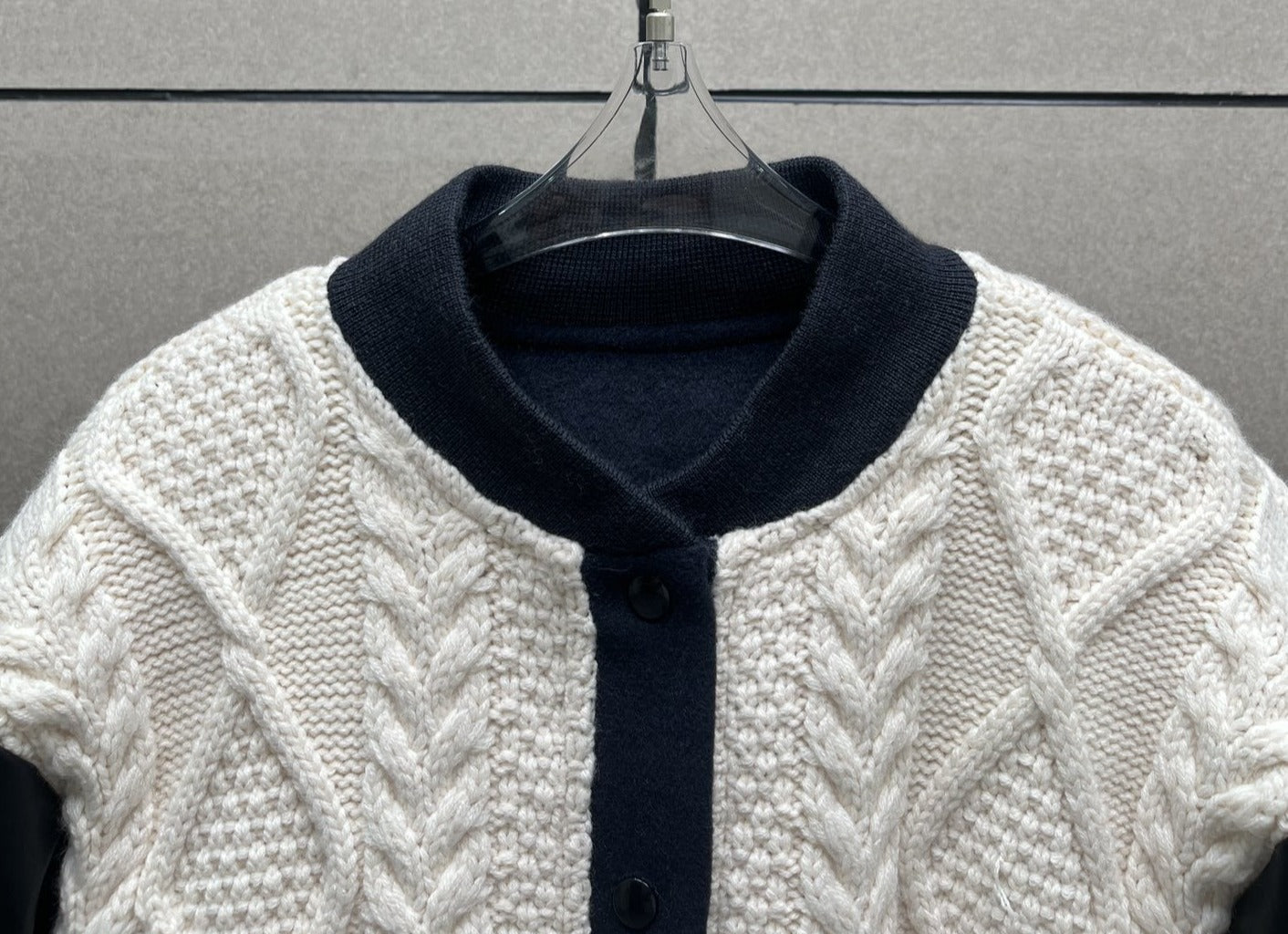 Pre Order:  Contrast Spliced Knitted Wool Jacket