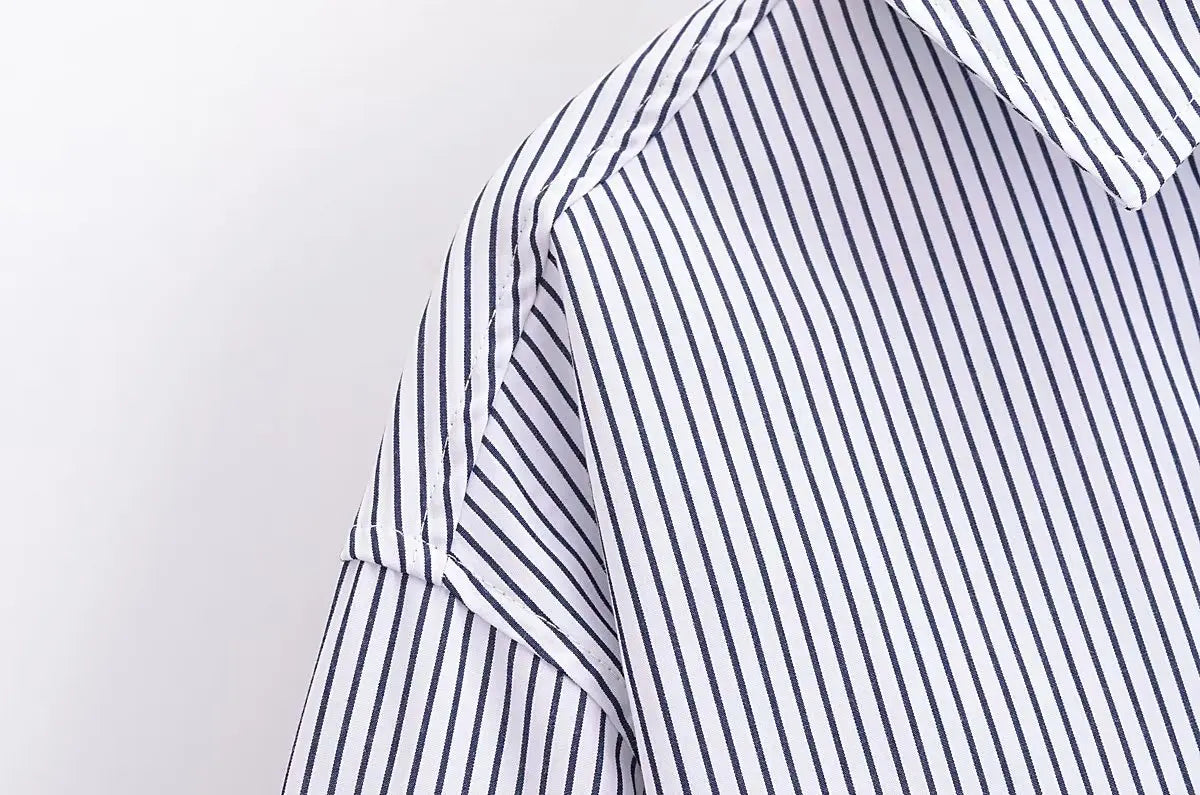 Pinstripes Cropped Cotton Shirt