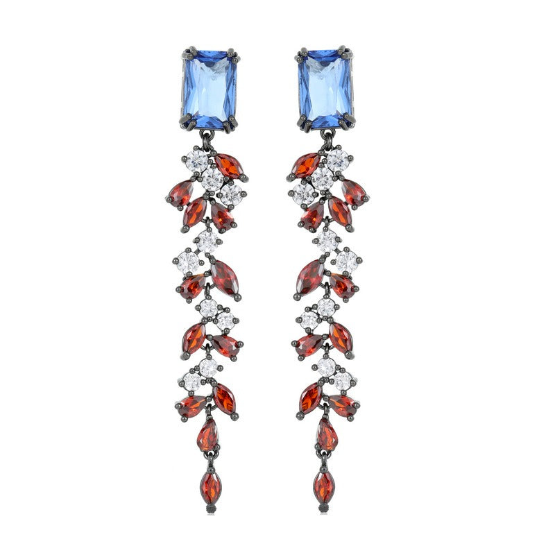 Pre Order:  Zircon Inlaid Leaf Tassel Earrings