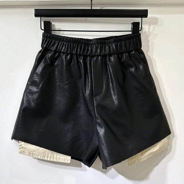 Pre Order: High-Waist Faux Leather Shorts