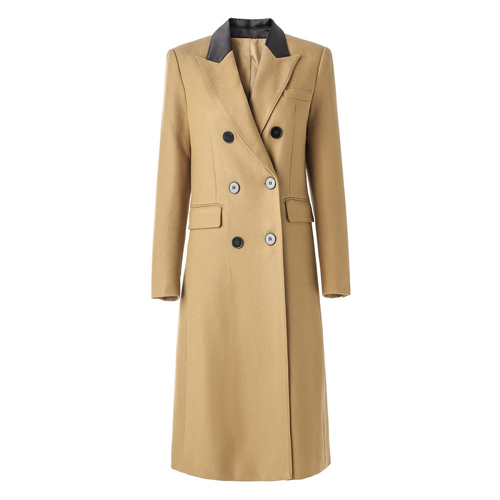 Pre Order:  Classic Double Breasted Wool Twill Long Coat