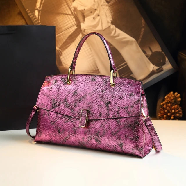 Pre Order:  Snake Print Top Handle Handbag